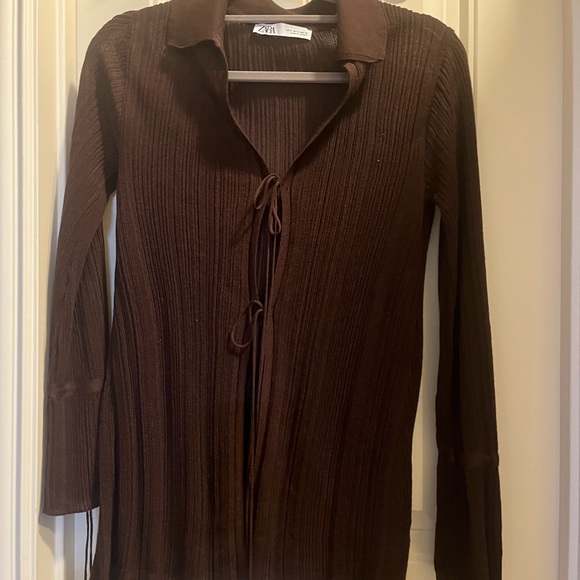 Zara Chocolate Brown Knit Top - Picture 2 of 4